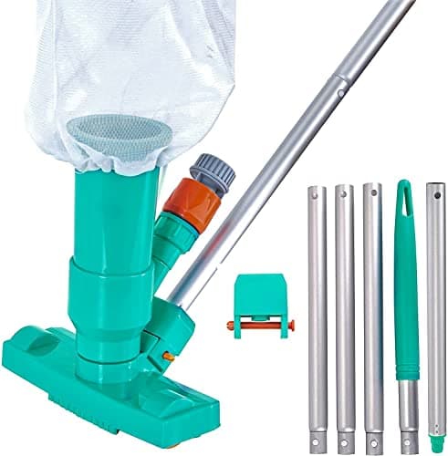 Image of LATERN Pool Vacuum Cleaner, Portable Pool Maintenance Kit with Aluminum Pole, Vacuum Jet Underwater Cleaner, Mesh Bag - for Pool Pond Fountain to Clean Leaves Dirt Sand Silt