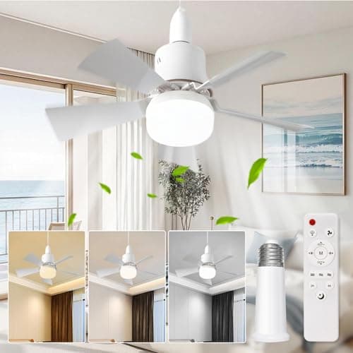 Image of Ceiling Fans with Lights, 30W E27 Ceiling Fan Lights with Remote Control, 3 Speeds & Stepless Dimmable 3000K-6500K, Timer and Ultra-Quiet, Smart Modern Fan Light for Bedroom, Living Room (White)