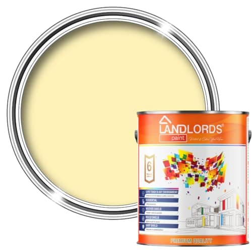Image of Landlords Matt Emulsion Paint for Walls & Ceilings - Light Yellow - 5L - Ideal for Kitchens, Bathroom, Living Rooms, Hallways - Washable Paint with Excellent Coverage - Quick Dry