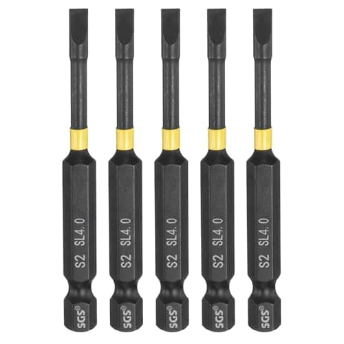 Image of sourcing map 5pcs SL4 Slotted Impact Screwdriver Bits 4mm Slotted Tip 1/4" Hex Shank 70mm (2.8") Long Magnetic Flat Head Phosphated S2 Steel Screw Driver Drill Bits Electric Power Tool