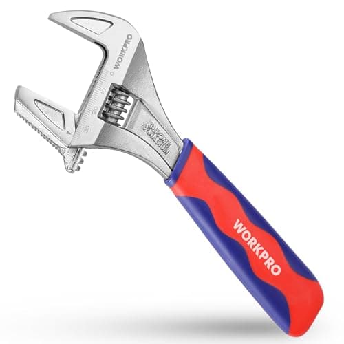 Image of WORKPRO Wide Mouth Adjustable Wrench and Pipe Wrench 2-in-1, 42mm Extra Large Jaw Capacity, with Bi-Material Soft Grip