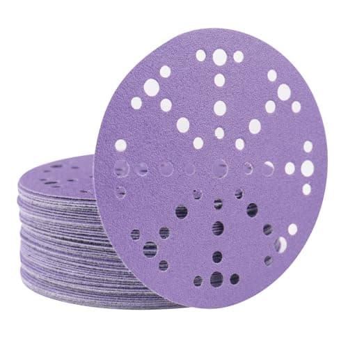 Image of 150mm Sanding Discs 120 Grit 6 Inch 49 Hole Hook and Loop Sanding Disc Film Backing Dustless Ceramic Sanding Discs Wet Dry Sandpaper for Random Orbital Sander, 36Pack