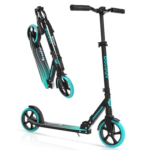 Image of BELEEV Scooter for Kids Ages 6+, 200mm Big Wheel Adult Scooters for Boys and Girls, 4 Adjustable Handlebar, Front Suspension, 2 Wheels Scooter with Carry Strap, up to 100Kg