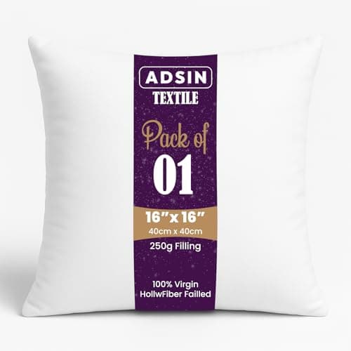 Image of Set of 1-40cm x 40cm Luxury Hollowfibre New White Hollowfiber Cushion Pad Inner Stuffer Pillow Polyester Insert Square Hypoallergenic (Pack of 1 | 16" x 16")