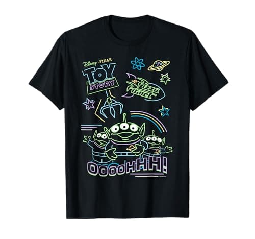 Image of Disney and Pixar’s Toy Story Pizza Planet Aliens Neon T-Shirt