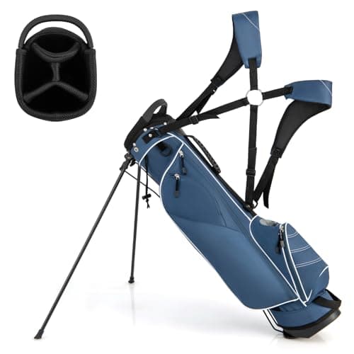 Image of SPOTRAVEL Golf Stand Bag, Lightweight Golf Clubs Storage Bags with Adjustable Dual-Strap, 4-Way Top Divider & Foldable Bracket, Waterproof Golf Trolley Bag for Adults (Blue)