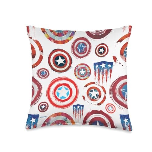 Image of Marvel Captain America Shield Pattern Throw Pillow, 16x16, Multicolor