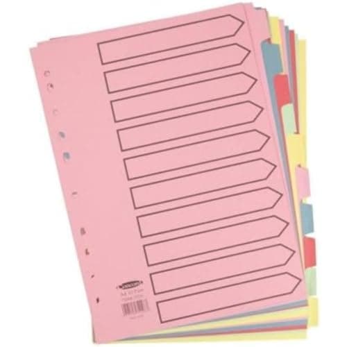 Image of Concord Subject Dividers 230 Micron 10-Part Printed A4 Assorted Ref 72098/PJ20