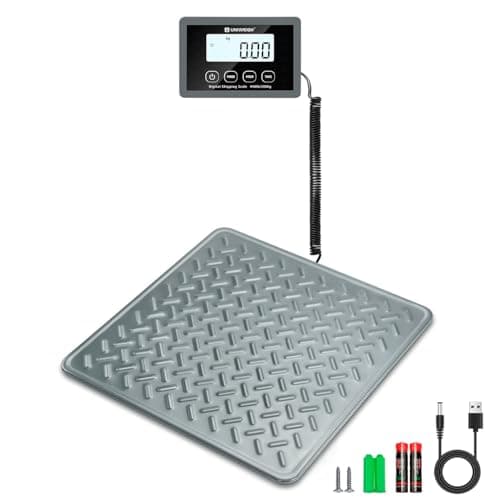 Image of UNIWEIGH Postal scales 200kg 440lbs,Digital Parcel Postage Scales,Strong Steel Platform,Shipping Scale with LCD/Hold/Tare/Auto-Off Function,Weighing Scales for Luggage/Warehouse,Battery&USB Powed,Grey