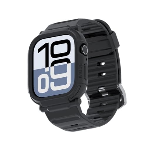 Image of elkson Made for Apple Watch Ultra 2/1 Band Case 49mm Screen Protector Tempered Glass, Quattro Pro Series Rugged for iWatch Bumper Strap, Military Grade Durable Protective Cover, Shock Proof, Black