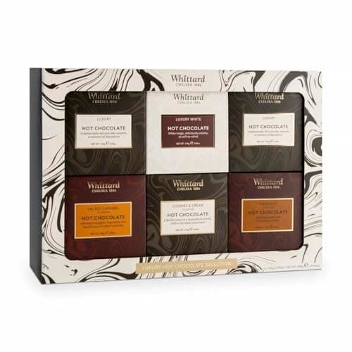 Image of Whittard of Chelsea Hot Chocolate Lovers Gift Set | Suitable for Vegetarians | 6 Boxes of Single Origin Ground Coffee | 5 Flavours | 6 x 140g | Suitable for Vegetarians | Luxury Hot Chocolate