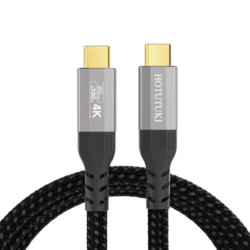 Image of HOTUTUKI USB C to USB C Cable 2M, USB 3.2 Gen2 Compatible with Thunderbolt 3/4 Cable, 20Gbps High Speed Data Transfer, 100W 20V/5A Fast Charging type c Cable, 4K@60Hz Video Output