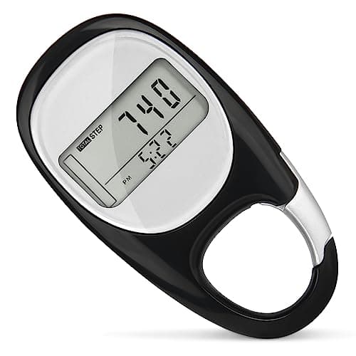 Image of flintronic Pedometer 3D Walking, Accurate Step Tracker, Portable Sports Pedometer Clip On, Real Time Calories Burned, for Older Kids/Fitness Men/Women/Elders, Black