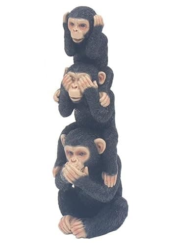 Image of Tall Tower of Monkeys Ornament See Speak Hear No Evil 3 Wise Figurine Statue Sculpture Gorilla Chimp
