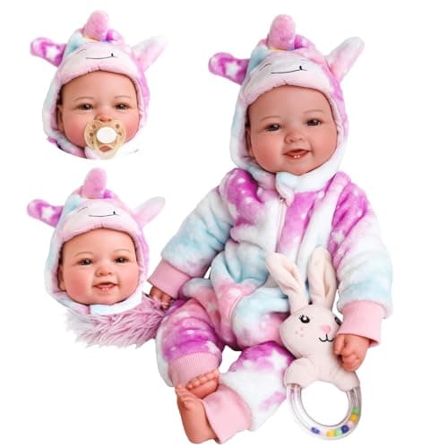 Image of BABESIDE Reborn Doll Mia - 17-Inch Sweet Smiling Lifelike lithe Cloth Body Baby Doll Girl - Realistic Newborn Baby Doll vin-yl for Girls - Doll Suitable From 2 Years +