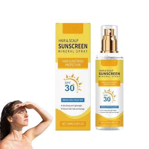 Image of Hair Sunscreen Spray, Scalp Sunscreen Mist SPF 30, Hair & Scalp Sunscreen Spray for Dyed/Highlighted Hair, Prevents Color Fade & Dryness, Non-Greasy, Beach & Pool Essentials, 100ml (1pc)