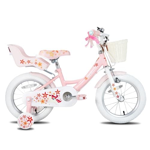 Image of STITCH Unicorn 16 Inch Girls Bike for 4-7 Years Old Kids, 16 Inch Girls Bike with Basket& Doll Seat,Pink…