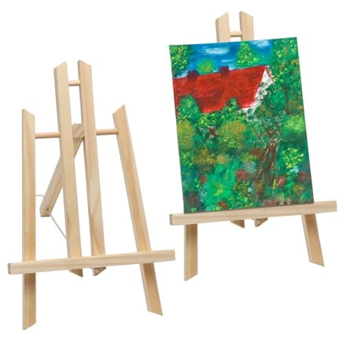 Image of 2 Pcs Easel Wooden for Art Display Medium, Easel Stand for Painting Table Top, Canvas Stand for Party, Birthday, Wedding, Arts & Crafts