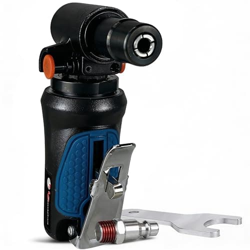 Image of Le Lematec Pneumatic Air Angle Die Grinder with Spindle Lock, 1/4" High Speed 18,000 RPM, Front Exhaust, Ideal for Automotive Detailing, Grinding, Deburring, and Polishing (LE-G1343L)