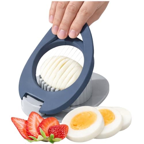 Image of IHS Heavy Duty Egg Slicer for Boiled Eggs-Good Grip Professional Large Egg Slicer for Hard Boiled Eggs with Sharp Stainless Steel Wires for Evenly Slicing (Blue)