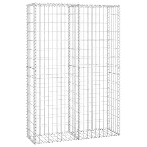 Image of vidaXL Gabion Basket with Lids- Galvanised Steel Wire- Durable Rustproof Landscaping Retaining Wall-150cm x 100cm x 30cm- Ideal for Garden Projects