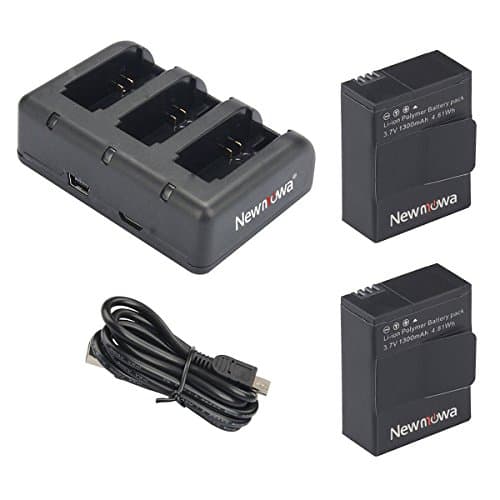 Image of Newmowa 1300mAh Rechargeable AHDBT-302 Replacement Battery (2-Pack) and Rapid 3-Channel Charger for Gopro Hero 3, Gopro Hero 3+, AHDBT-301, AHDBT-302
