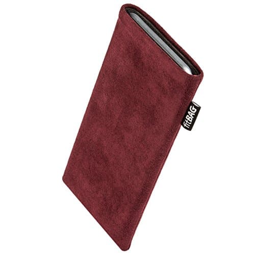 Image of fitBAG Classic Burgundy custom tailored sleeve for Apple iPhone 3Gs 32GB 32 GB | Made in Germany | Genuine Alcantara pouch case cover with MicroFibre lining for display cleaning