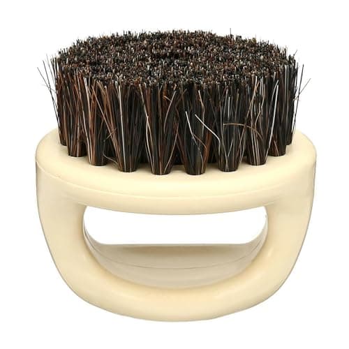 Image of Eson Beard Brush, Premium Beech Wood Handle Beard Straightener for Men, Stiff Boar Bristle Beard Brush for Men to Soften & Promote Growth, Works with Natural Oils,Balm (Finger 6x6cm (White))