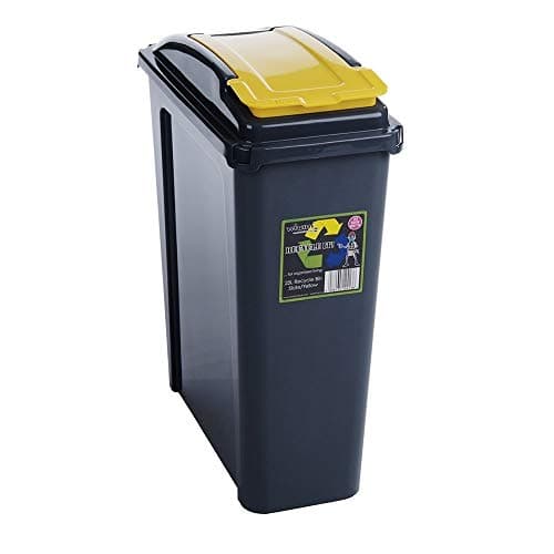 Image of Wham 25/50 Litre Plastic Waste Bin with Flap Lid Recycling Bin (25L Yellow)