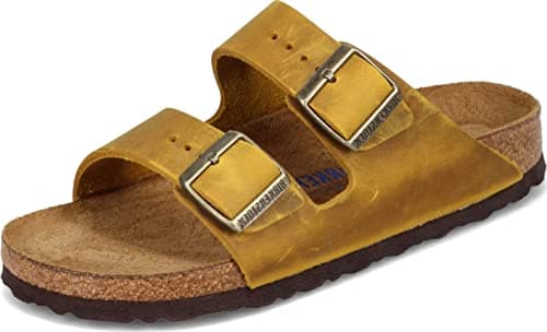 Image of Birkenstock Unisex Arizona Soft Footbed Ochre Oiled Leather 45 R EU Women's 14-14.5 US/Men's 12-12.5 US