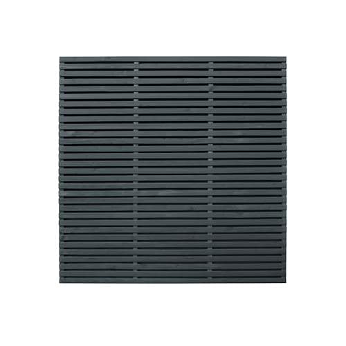 Image of Forest Garden 1.8m x 1.8m Contemporary Double Slatted Wooden Fence Panel|Grey|Pack of 3