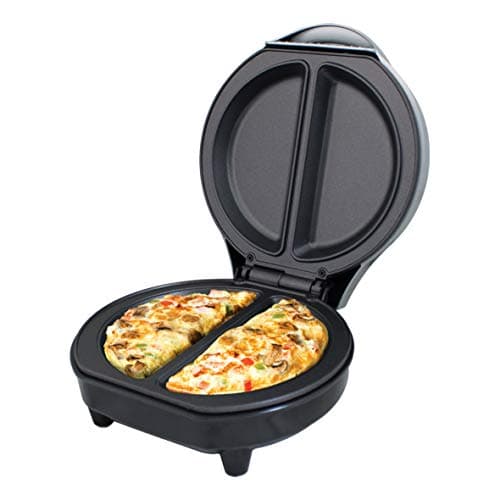 Image of Dual Omelette Maker Electric - Easy Clean Non-Stick Cooking Plate - Makes Healthy Omelettes, Scrambled & Fried Eggs - Featuring Ready Indicator Light & Cool Touch Handle