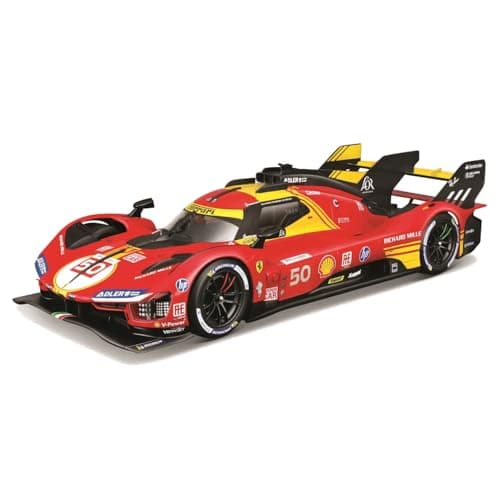 Image of Bburago Ferrari 499P 24H Le Mans Champion 2024#50, 1:24 Scale Diecast Car, Detailed Replica of the Winner with Opening Doors, Officially Licensed by Ferrari, Recommended Age 14+ Years