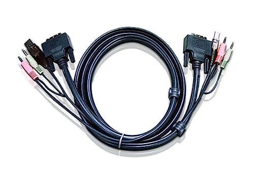 Image of ATEN 2L-7D02UD 1.8m USB DVI-D Dual Link KVM Cable - Black