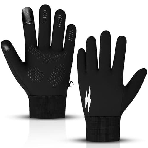 Image of WESTWOOD FOX Winter Thermal Gloves Windproof Running Gloves Touch Screen Warm Anti Slip Silicone Cycling Gloves for Men Women, Elastic Cuff for Driving, Ski Running Football Sports (Black, L)