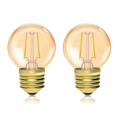 Image of Luxvista 1.5W E27 Screw LED Light Bulb, Amber Warm White 2200K Vintage Golf Ball Shape, 20W Equivalent Low Watt, G40 Decorative Energy Saving Replacement for Indoor Lamps, Pack of 2