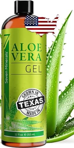 Image of Seven Minerals Aloe Vera Gel - 99% Organic - 12 oz - Xanthan Free for Fast Absorption and No Sticky Residues