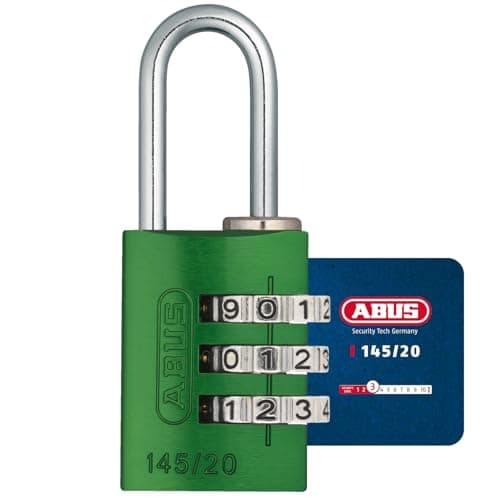 Image of ABUS Combination Lock 145/20 Green - Luggage Lock, Locker Lock and Much More. - Aluminium Padlock - Individually Adjustable Combination Code - ABUS Security Level 3
