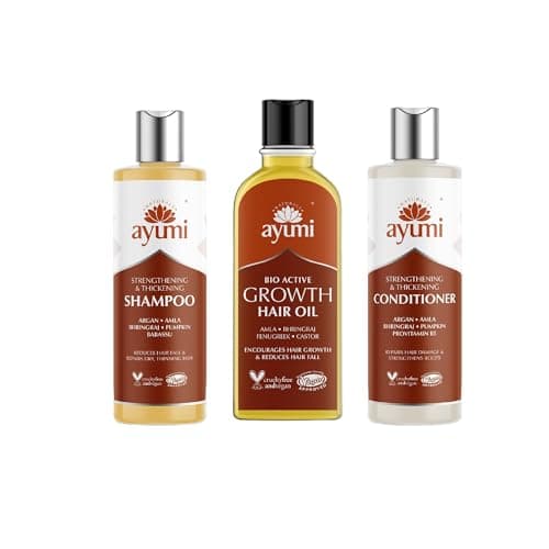 Image of Ayumi Hair Growth Shampoo and Conditioner Set with Hair Growth Oil | DHT Blocker Shampoo for Hair Growth 250ml | Sulphate Free Conditioner for Hair Repair 250ml| Hair Oil for Dry Scalp Treatment 150ml