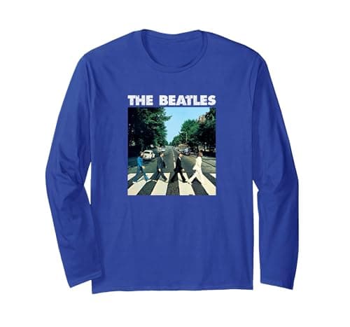 Image of The Beatles - Crossing Abbey Road Long Sleeve T-Shirt, Adult Unisex, Royal Blue, XX-Large