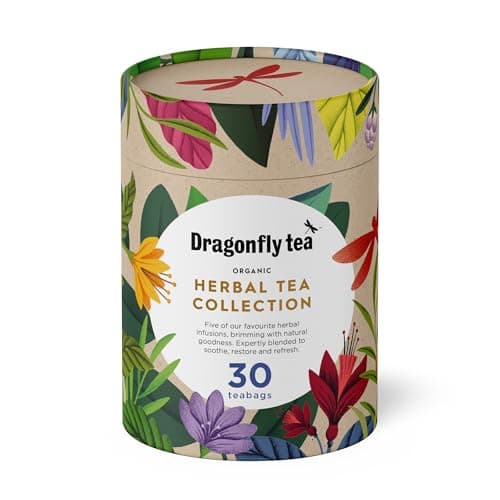 Image of Dragonfly Tea Organic Herbal Tea Gift Collection, (30 teabags), Organic Bags Night Sky Calm, Cape Malay Chai, Mint Garden Digestif, Happy Times Tulsi & Golden Balance Turmeric