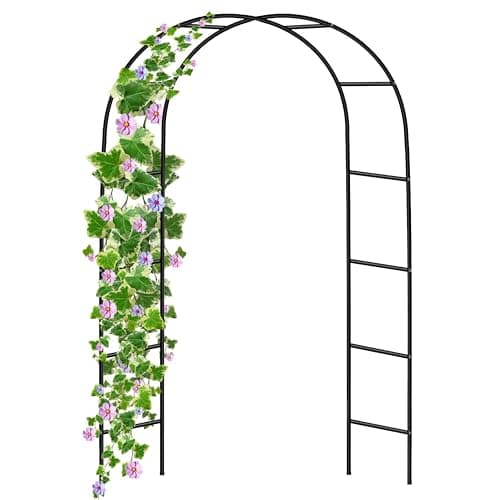 Image of Garden Arch Green Metal - Heavy Duty Steel Frame Support Arches for Climbing Plants, Roses, Vegetables, Outdoor Decoration and Archway Decor - Large Size (2M) (1 x Garden Arch)