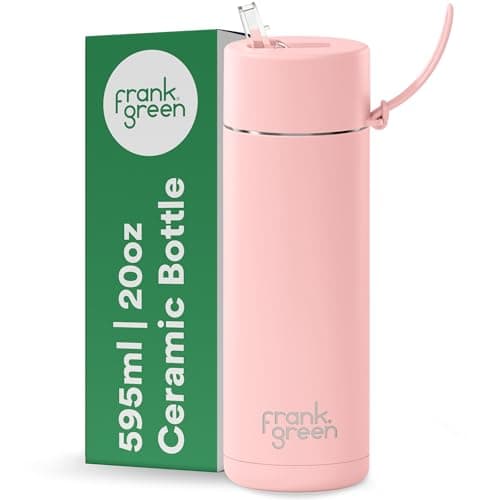 Image of frank green Insulated Water Bottle for Cold Or Hot Drinks - 595ml/20oz Metal Bottle with Straw Lid, Ceramic Insulated, Stainless Steel, Triple Wall Vacuum - Blushed Pink by frank green