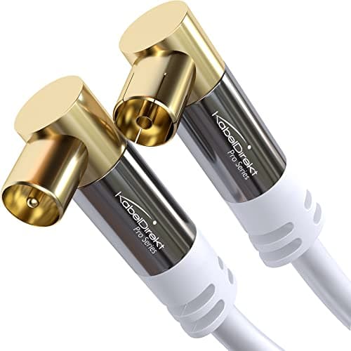 Image of KabelDirekt – 4K TV Aerial Cable, Coaxial Cable, 90° Angled – 1m – Digital & Analogue – Available in 0.5-20m (Angled Plug/Socket, DVB-C/DVB-T/DVB-S, white)