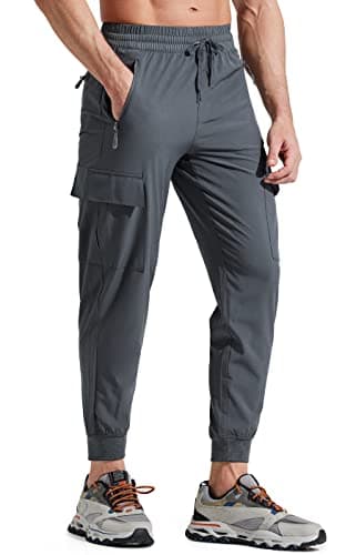Image of Libin Men's Lightweight Joggers Quick Dry Cargo Hiking Trousers Track Running Workout Athletic Travel Golf Casual Outdoor Pants, Grey L