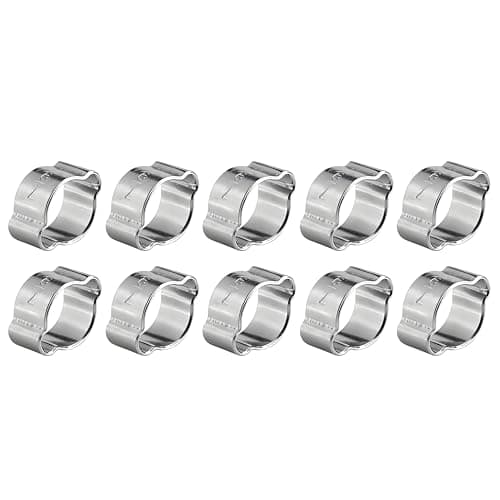 Image of 10Pcs Hose Clips Zinc-Coated Iron Two-Ear Hose Clamp Adjustable Double Ear Hose O Clips 5-23mm for Fuel Petrol Pipe Tube 13-15mm