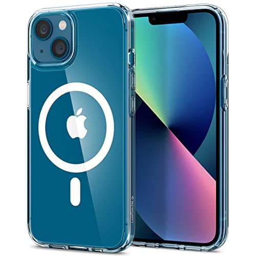 Image of Spigen Ultra Hybrid MagFit Case for iPhone 13, Compatible with MagSafe Accessories [Anti-Yellowing] [Military-Grade Drop Protection] - Clear White