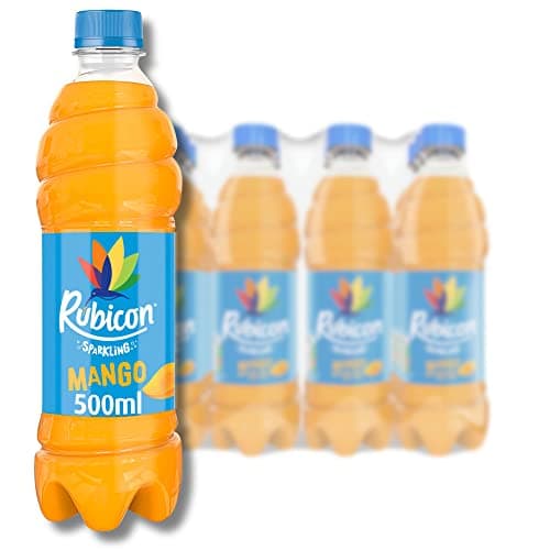 Image of Rubicon 12 Pack Sparkling Mango Flavoured Fizzy Drink with Real Fruit Juice, Handpicked Fruits for a Temptingly Intense Taste "Made of Different Stuff" - 12 x 500ml Bottles