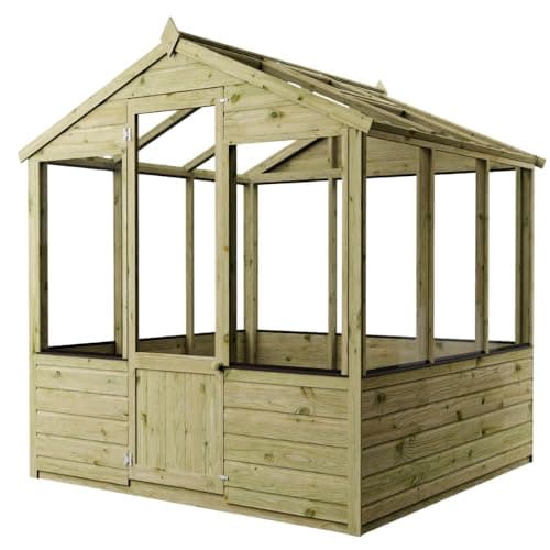 Image of WALTONS | Traditional Apex Greenhouse | Single Door | 12mm Shiplap Tongue and Groove Cladding | 4x6, 6x6, 8x6 | 10 Year Anti Rot Guarantee | (Brown, 6ft x 6ft) (Brown, 6ft x 6ft)