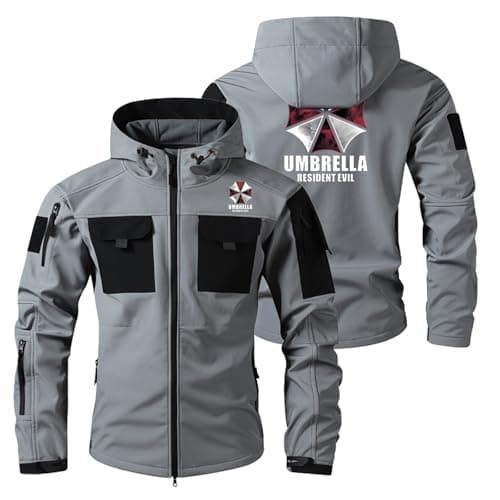 Image of MGTERN Mens jacket Horror Video Game Enthusiast, Waterproof Hooded Windbreaker, Clothes for Climbing Hiking Mountain, camping(Grey,M)